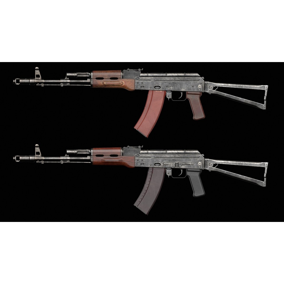 AKS-74 Kalashnikov Assault Rifle 3D Model – Low Poly Game Ready, FBX - View 19