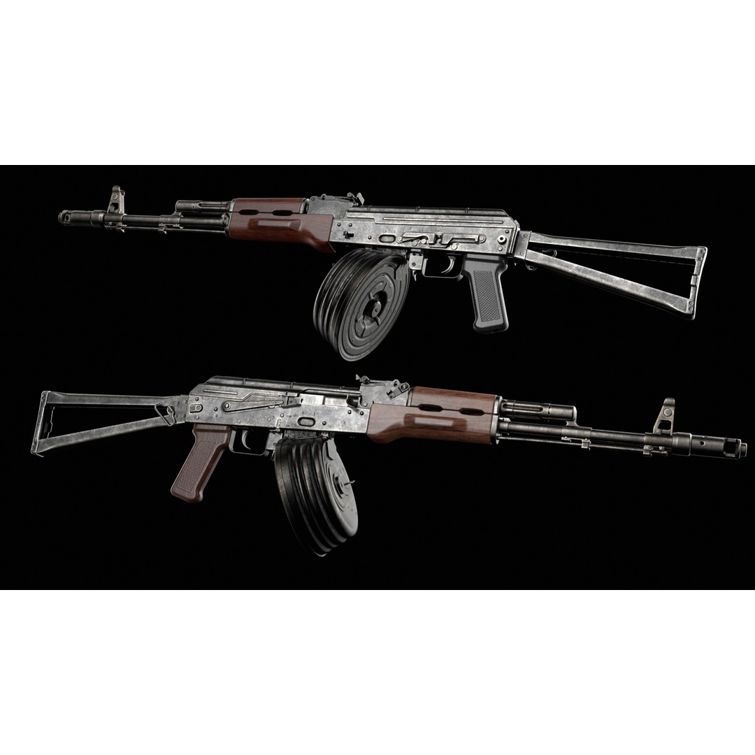 AKS-74 Kalashnikov Assault Rifle 3D Model – Low Poly Game Ready, FBX - View 20