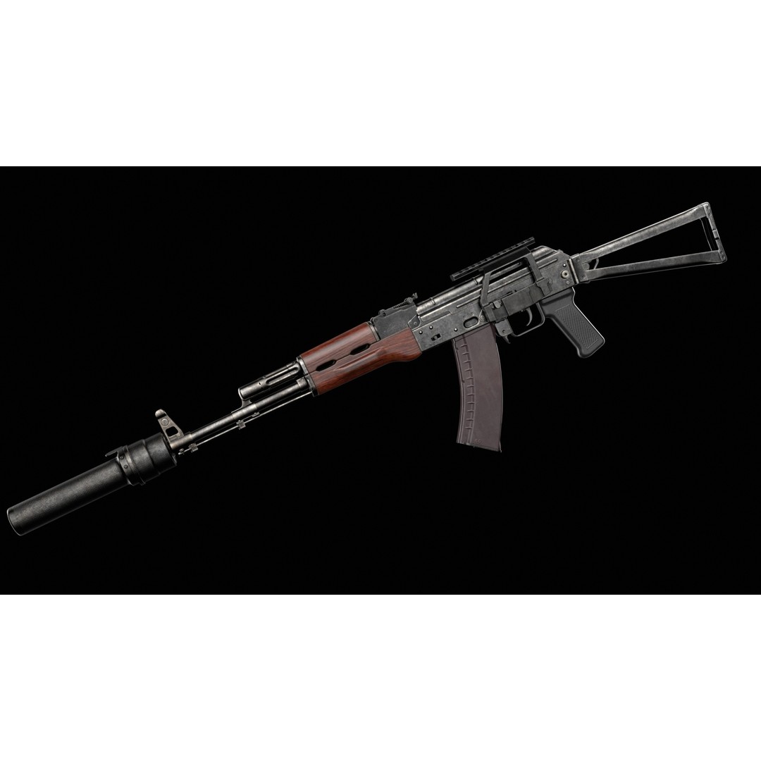 AKS-74 Kalashnikov Assault Rifle 3D Model – Low Poly Game Ready, FBX - View 22