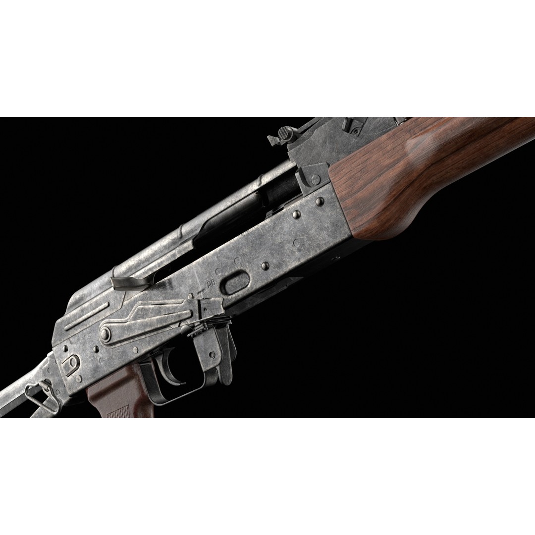 AKS-74 Kalashnikov Assault Rifle 3D Model – Low Poly Game Ready, FBX - View 25