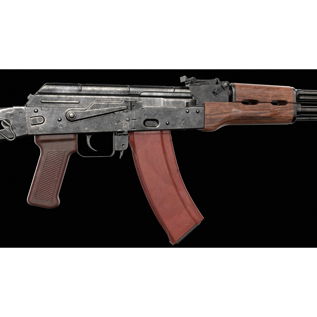 AKS-74 Kalashnikov Assault Rifle 3D Model – Low Poly Game Ready, FBX - View 27