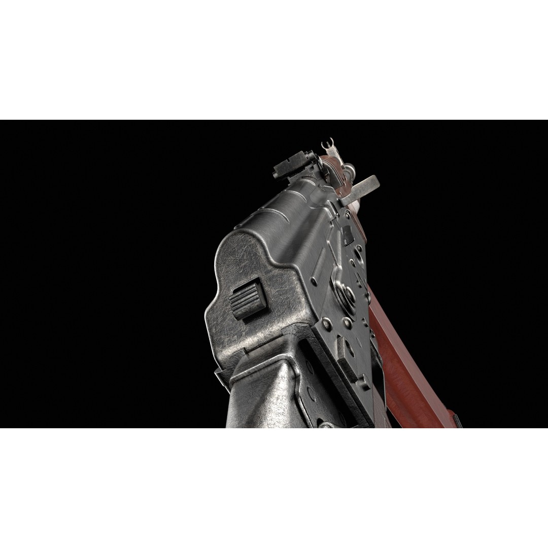 AKS-74 Kalashnikov Assault Rifle 3D Model – Low Poly Game Ready, FBX - View 34