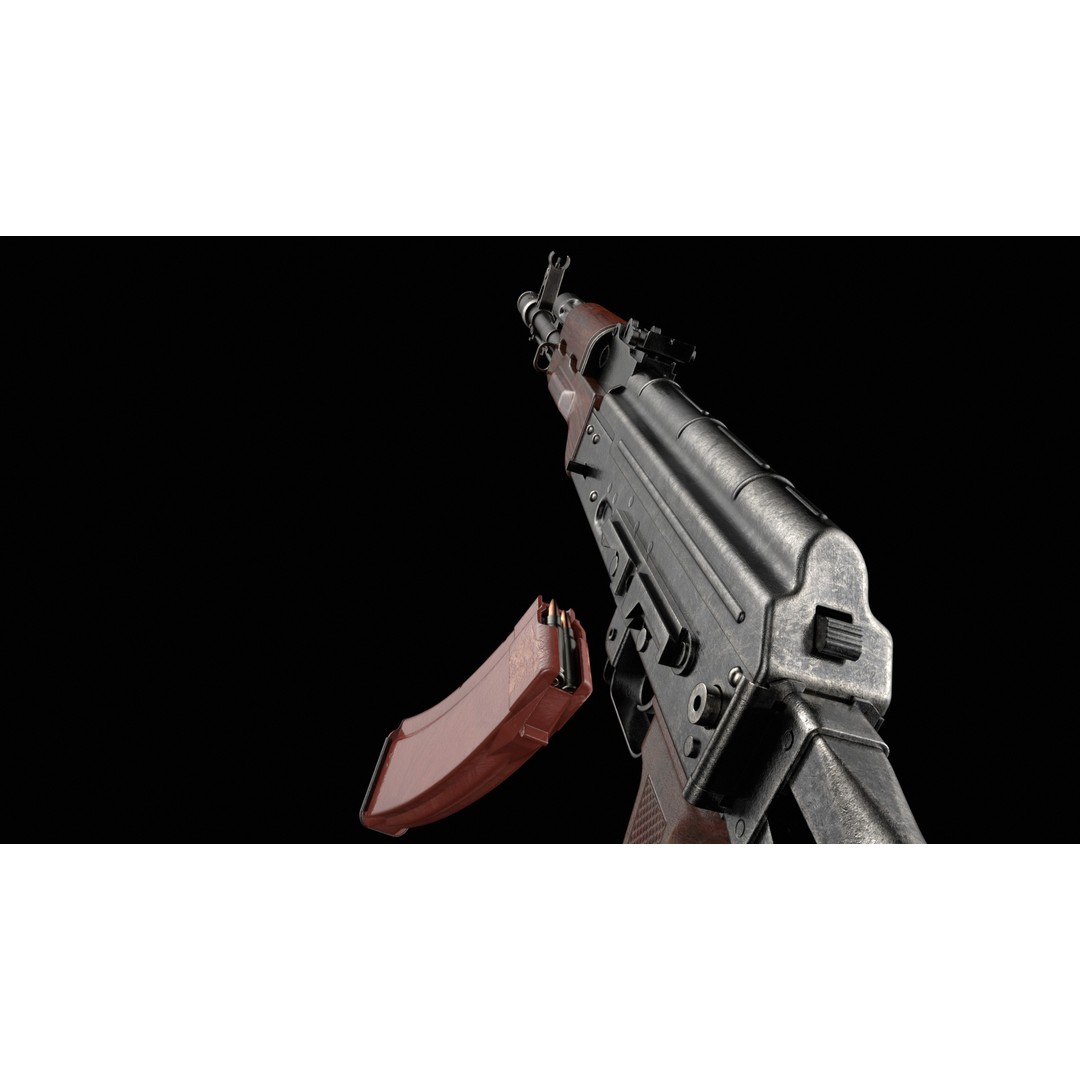 AKS-74 Kalashnikov Assault Rifle 3D Model – Low Poly Game Ready, FBX - View 36