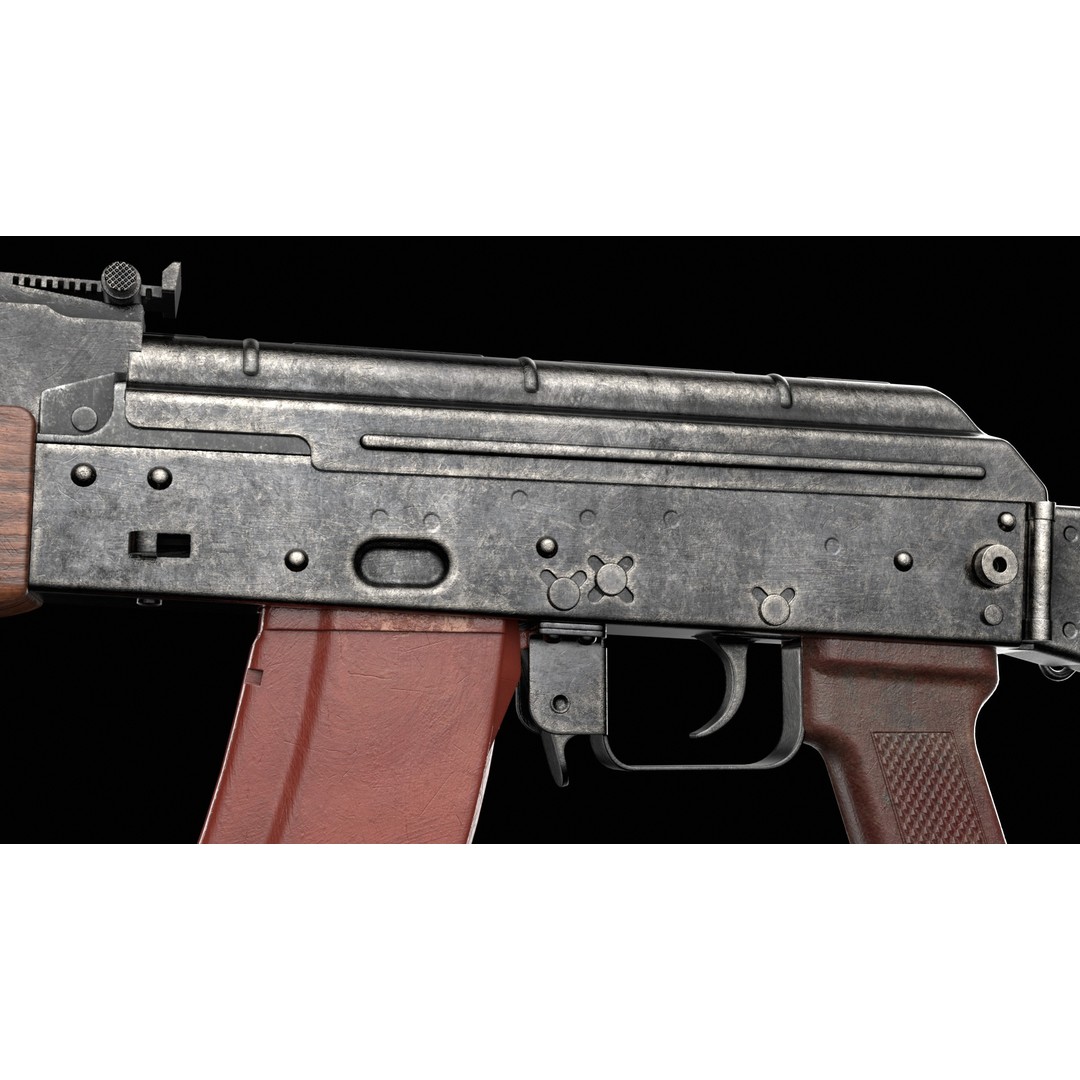 AKS-74 Kalashnikov Assault Rifle 3D Model – Low Poly Game Ready, FBX - View 5