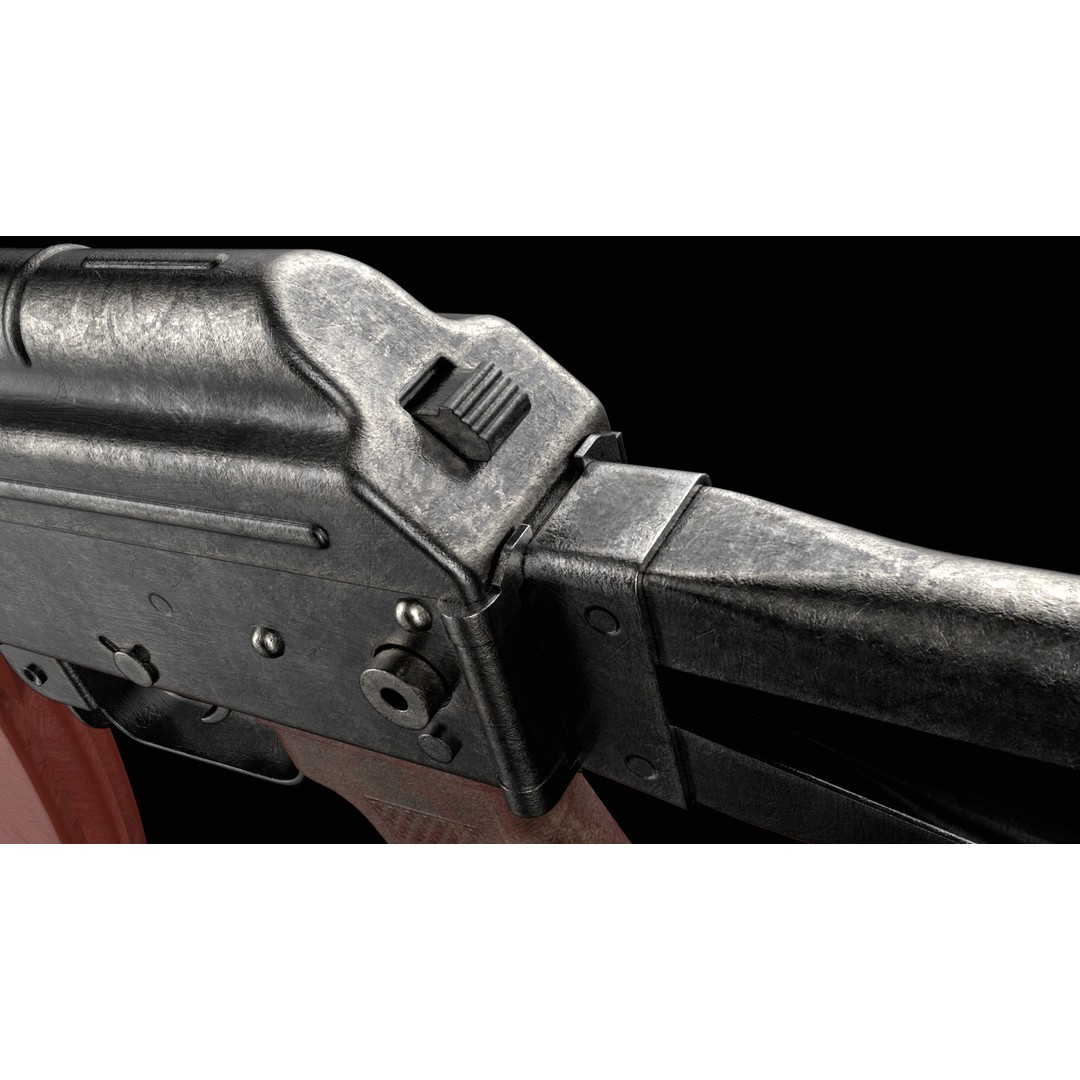 AKS-74 Kalashnikov Assault Rifle 3D Model – Low Poly Game Ready, FBX - View 6