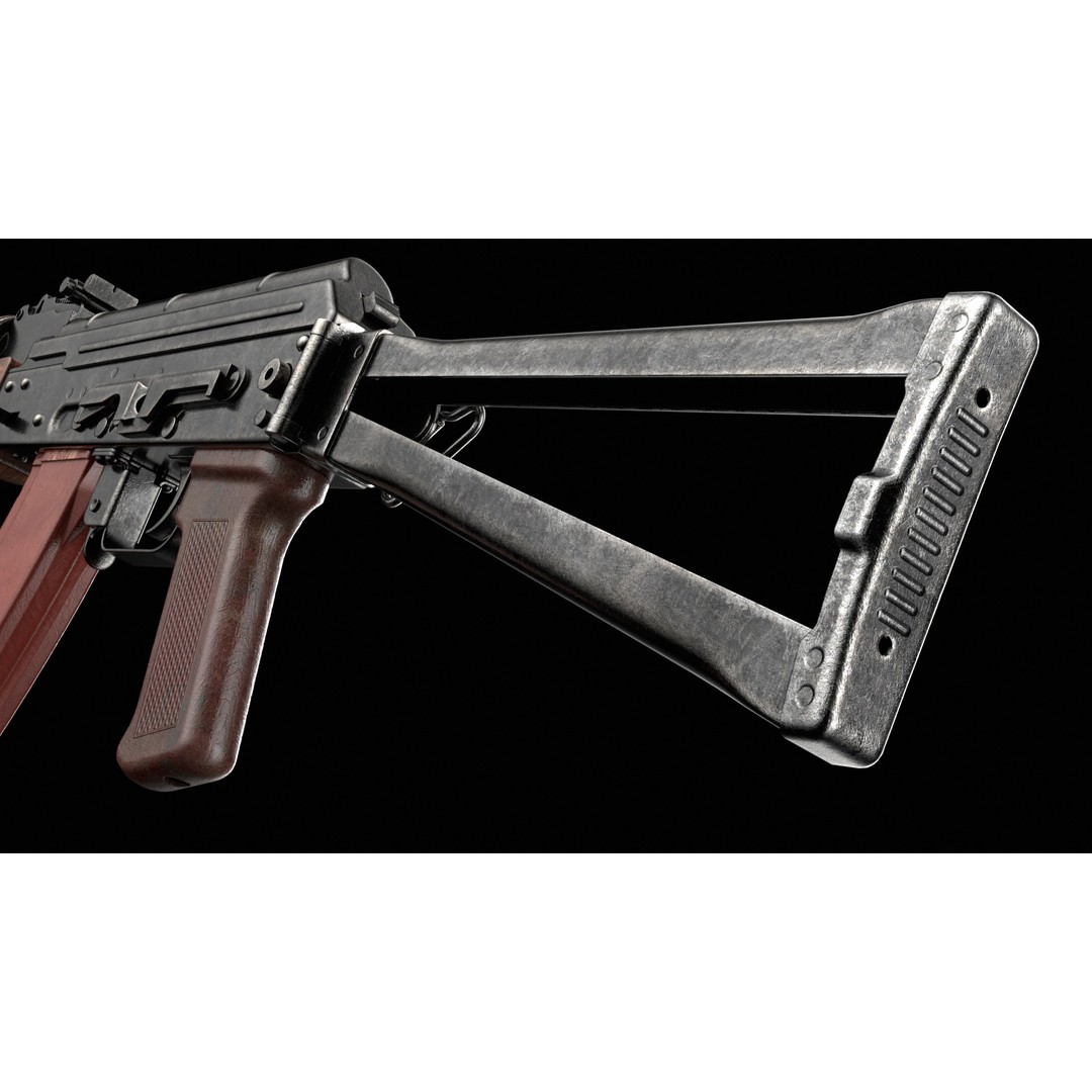 AKS-74 Kalashnikov Assault Rifle 3D Model – Low Poly Game Ready, FBX - View 7