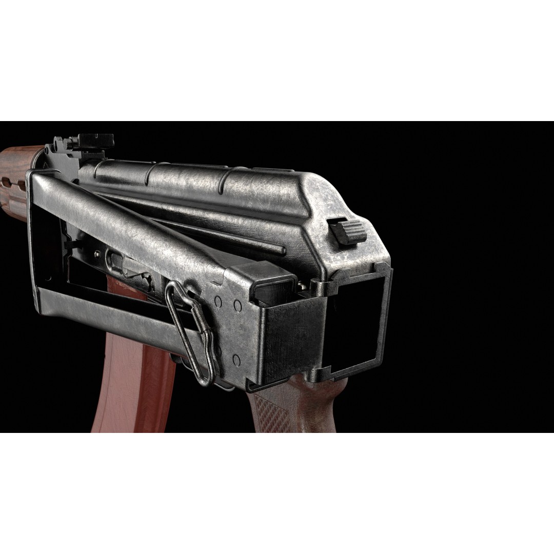 AKS-74 Kalashnikov Assault Rifle 3D Model – Low Poly Game Ready, FBX - View 8