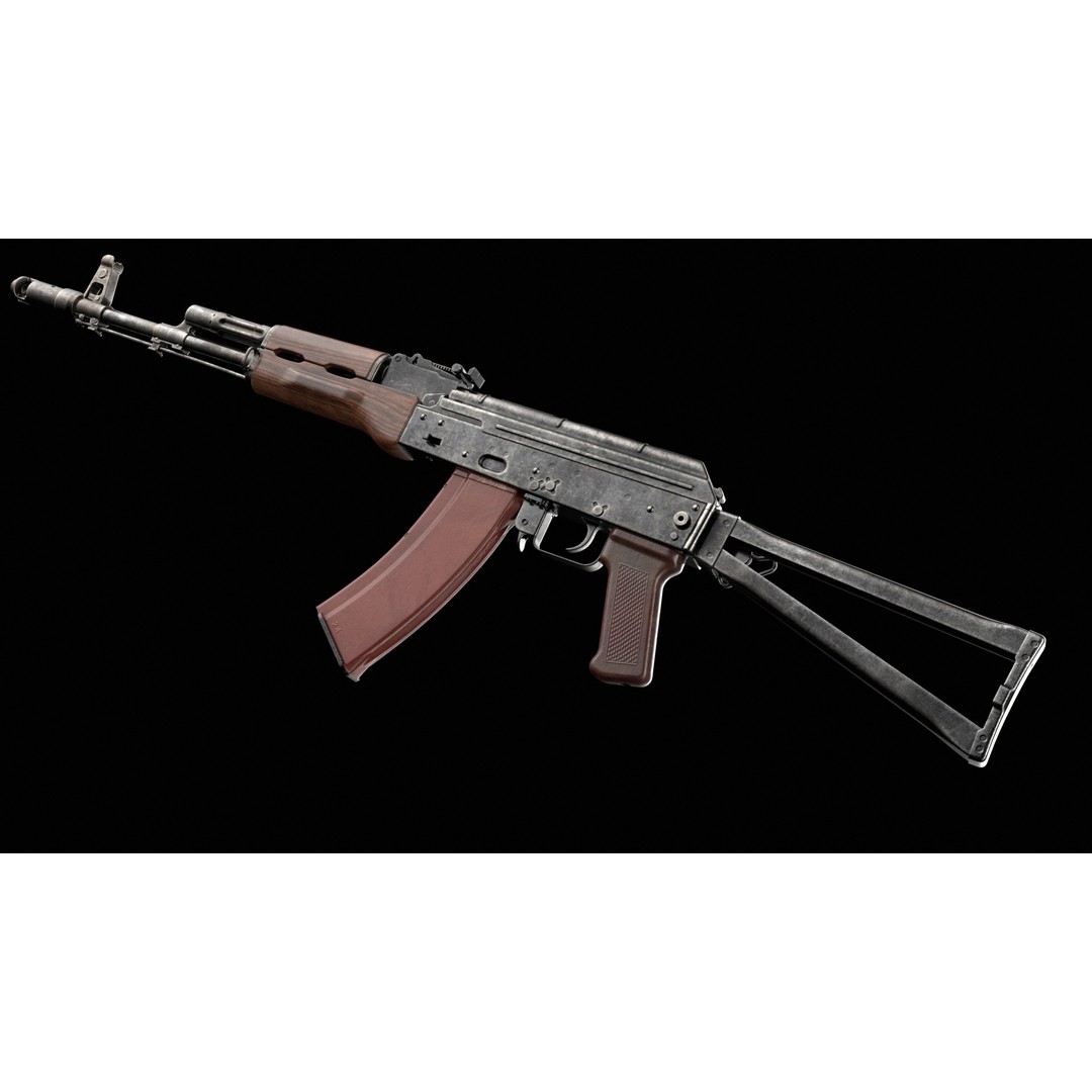 AKS-74 Kalashnikov Assault Rifle 3D Model – Low Poly Game Ready, FBX - View 9