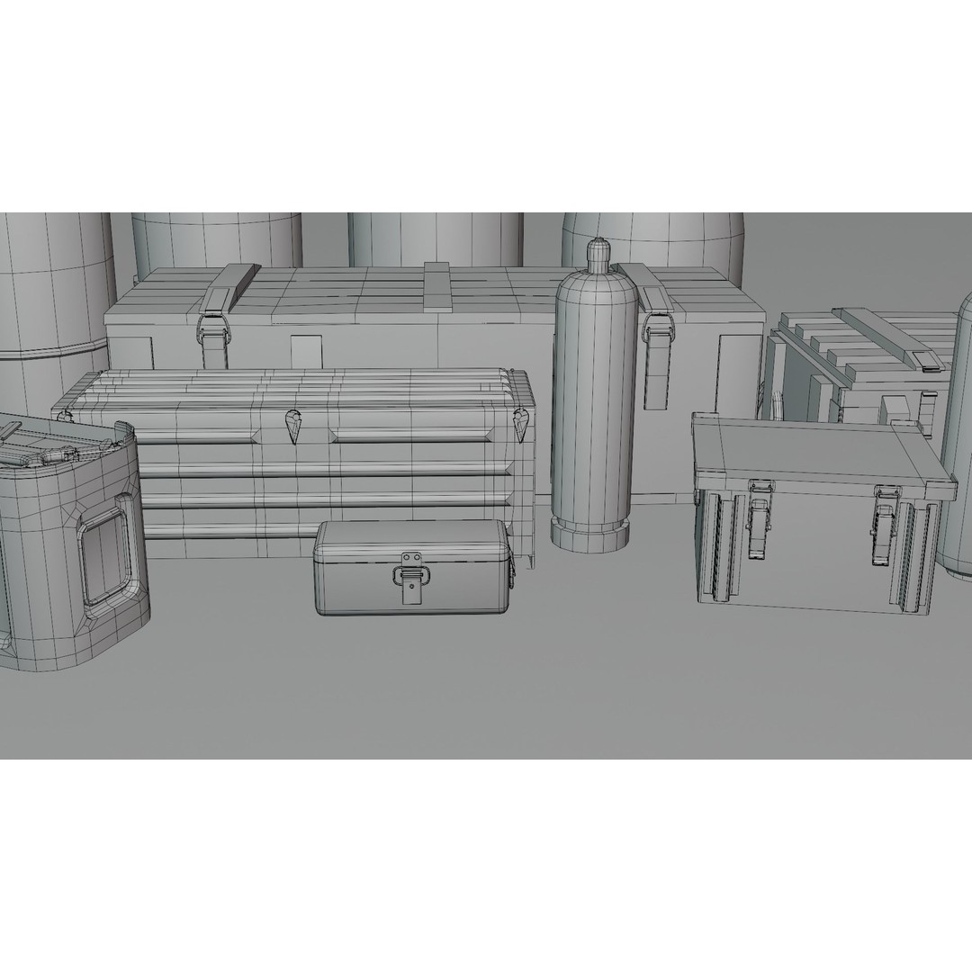 Military and Industrial Prop Pack 3D Model – Low Poly Game Ready Assets, FBX