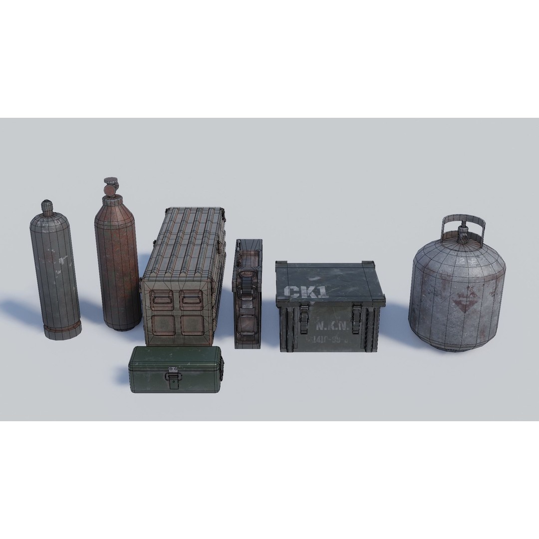Military and Industrial Prop Pack 3D Model – Low Poly Game Ready Assets, FBX - View 13