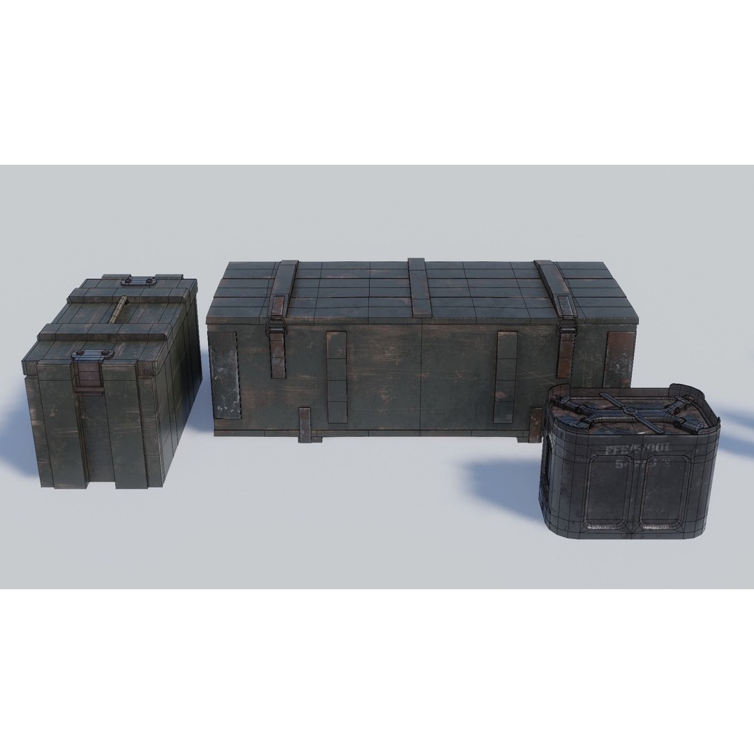 Military and Industrial Prop Pack 3D Model – Low Poly Game Ready Assets, FBX - View 14