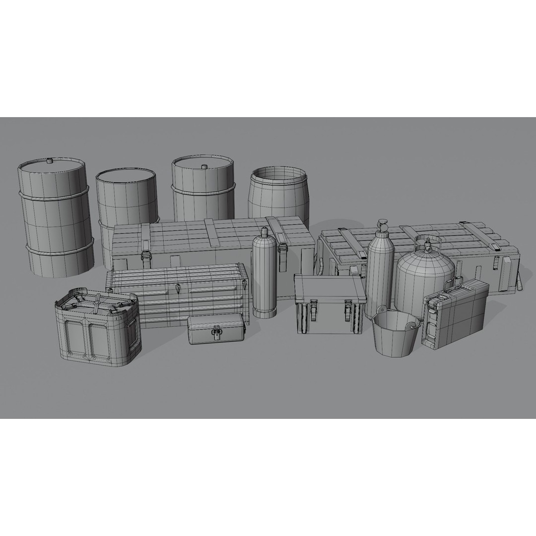 Military and Industrial Prop Pack 3D Model – Low Poly Game Ready Assets, FBX - View 17