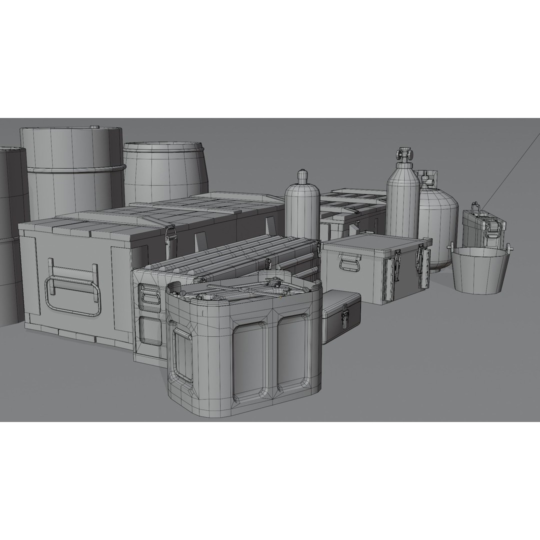 Military and Industrial Prop Pack 3D Model – Low Poly Game Ready Assets, FBX - View 18