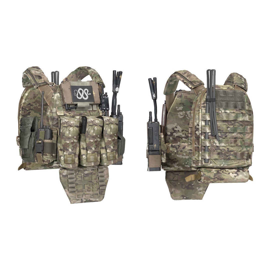 TBAS V5 Plate Carrier Vest 3D Model – Low Poly Game Ready PBR Asset - View 4