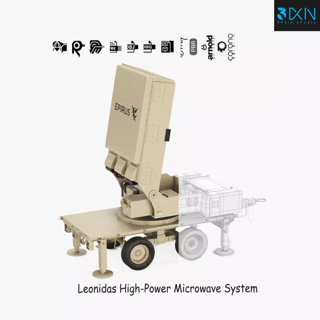 Leonidas High-Power Microwave System Radar 3D Model – PBR Game Asset, FBX, OBJ - View 2
