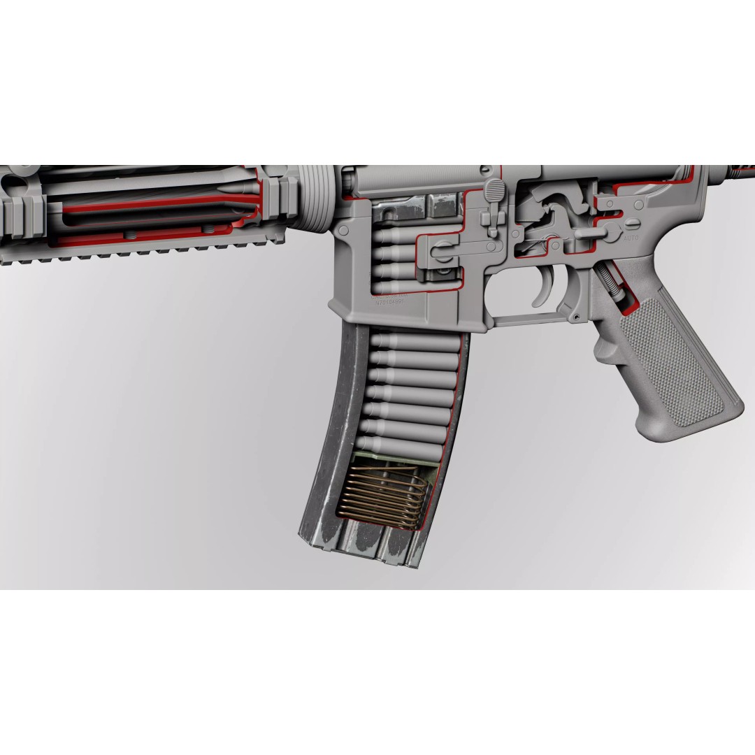 AR15 M4A1 Modular Magazine 3D Model – Low Poly Game Asset, FBX - View 4