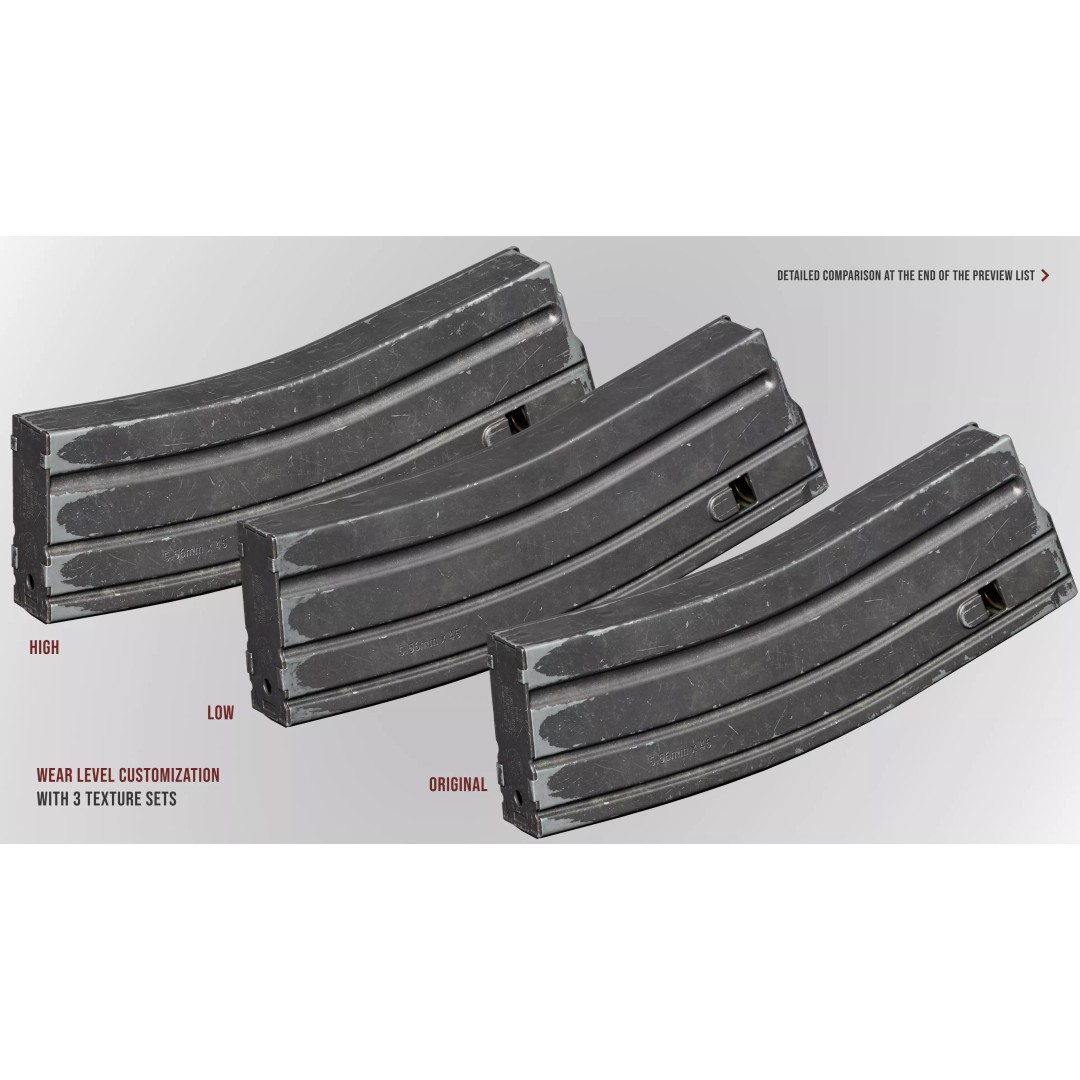 AR15 M4A1 Modular Magazine 3D Model – Low Poly Game Asset, FBX - View 6