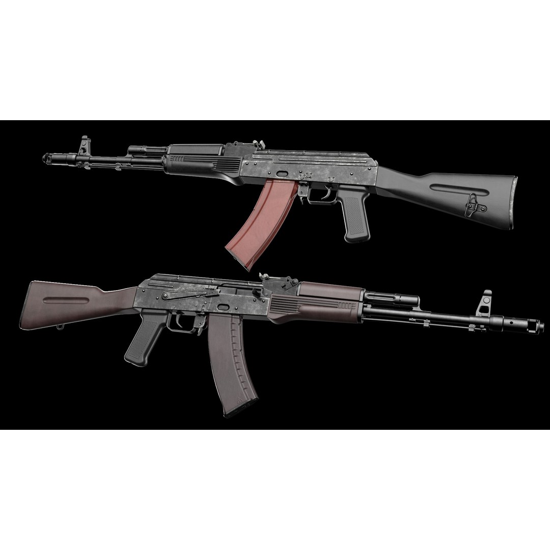 AK-74 Late 3D Model – Low Poly Game Ready Assault Rifle, FBX - View 4