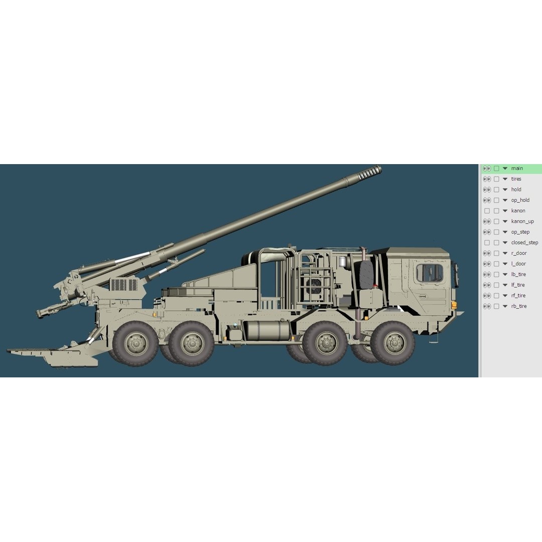 JGSDF Type 19 155mm Wheeled Self-Propelled Howitzer 3D Model – Game-Ready PBR Asset, FBX, OBJ