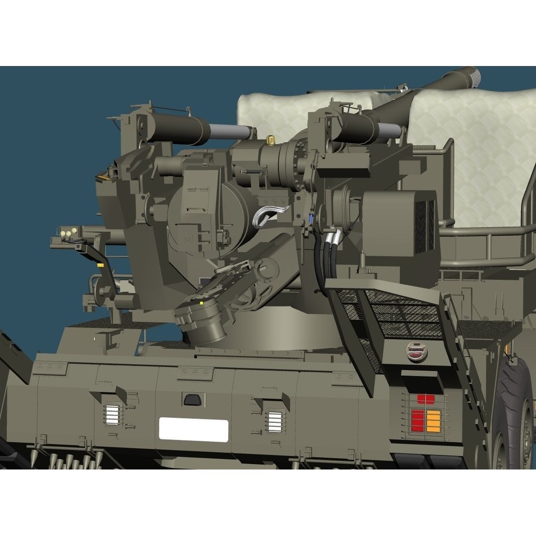 JGSDF Type 19 155mm Wheeled Self-Propelled Howitzer 3D Model – Game-Ready PBR Asset, FBX, OBJ - View 10