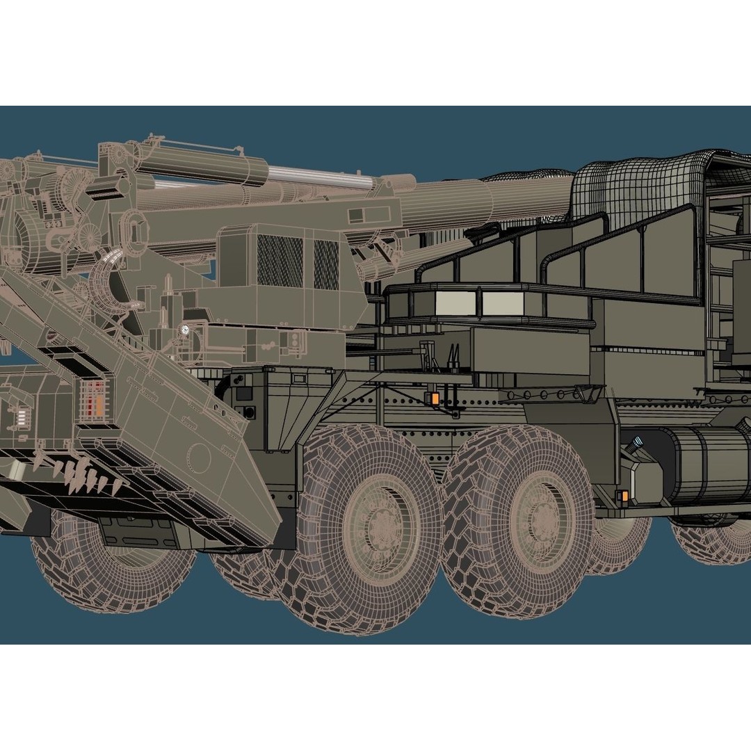 JGSDF Type 19 155mm Wheeled Self-Propelled Howitzer 3D Model – Game-Ready PBR Asset, FBX, OBJ - View 11