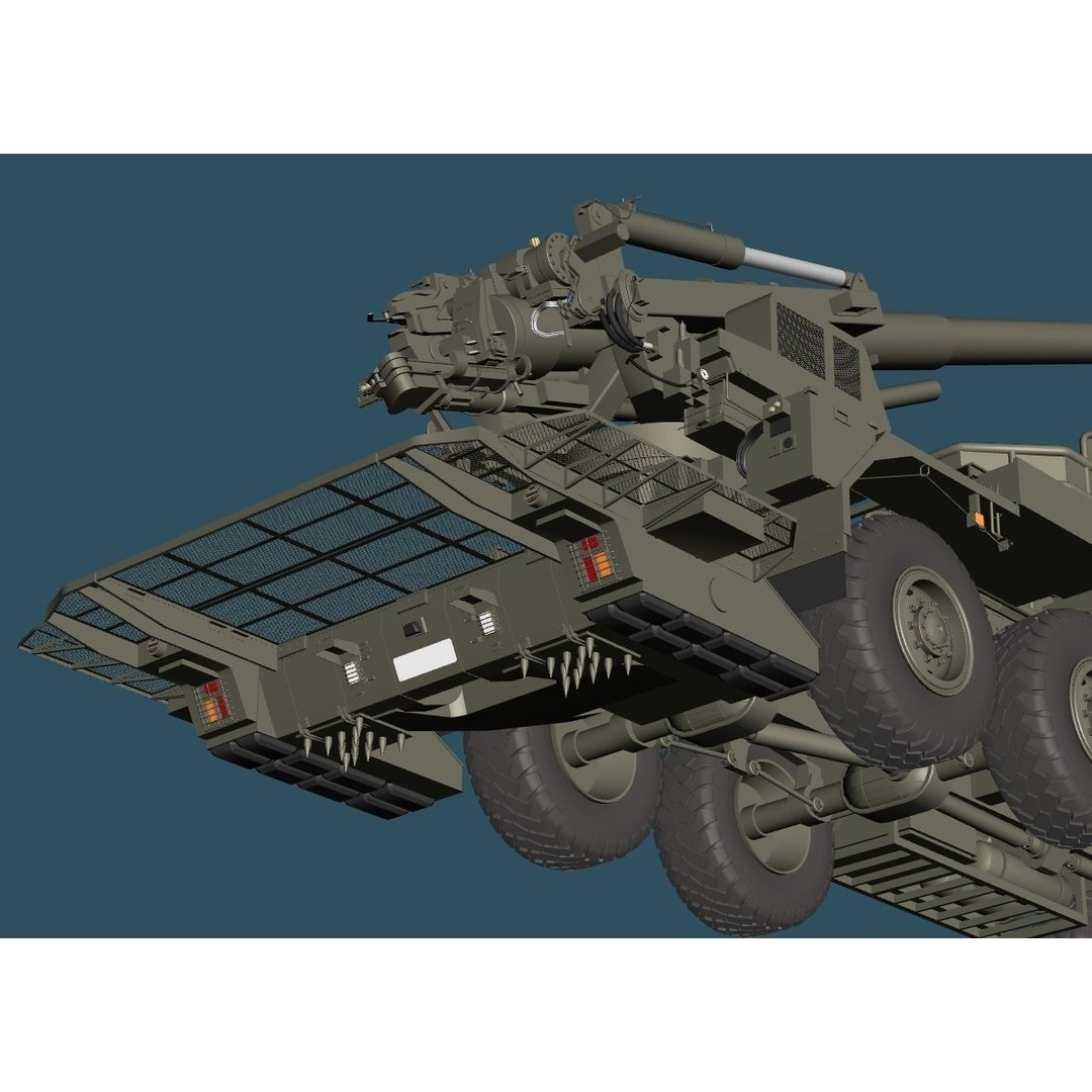 JGSDF Type 19 155mm Wheeled Self-Propelled Howitzer 3D Model – Game-Ready PBR Asset, FBX, OBJ - View 15