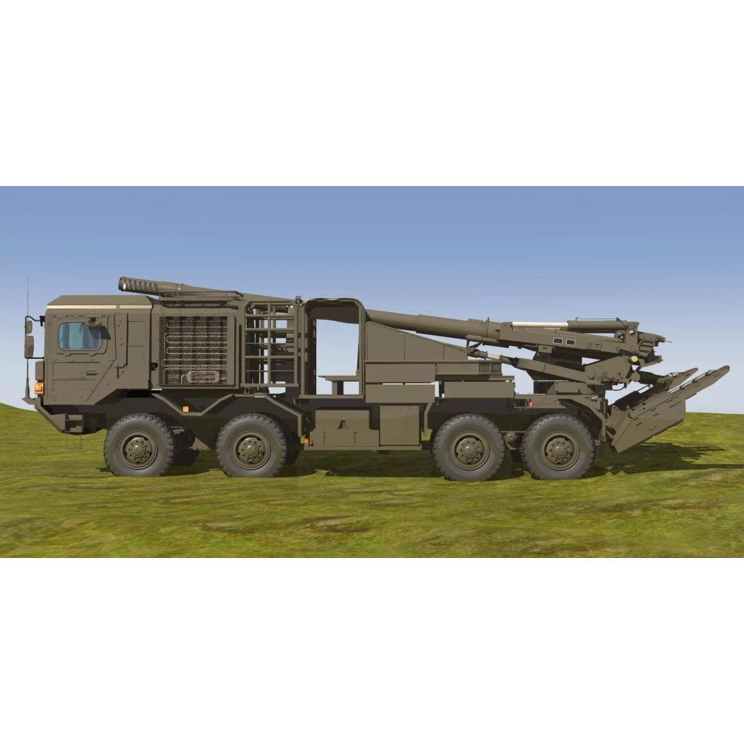 JGSDF Type 19 155mm Wheeled Self-Propelled Howitzer 3D Model – Game-Ready PBR Asset, FBX, OBJ - View 2