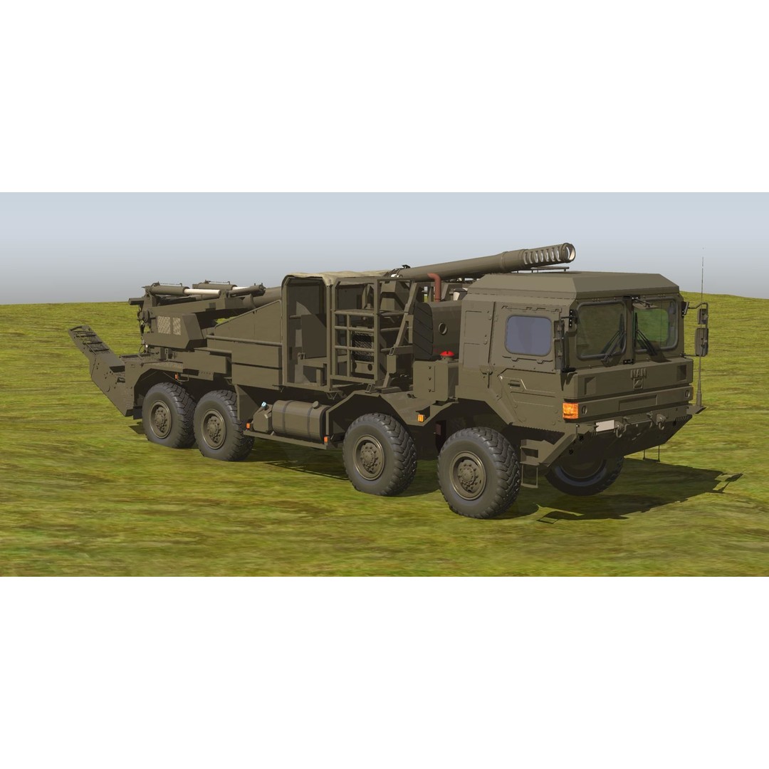 JGSDF Type 19 155mm Wheeled Self-Propelled Howitzer 3D Model – Game-Ready PBR Asset, FBX, OBJ - View 3