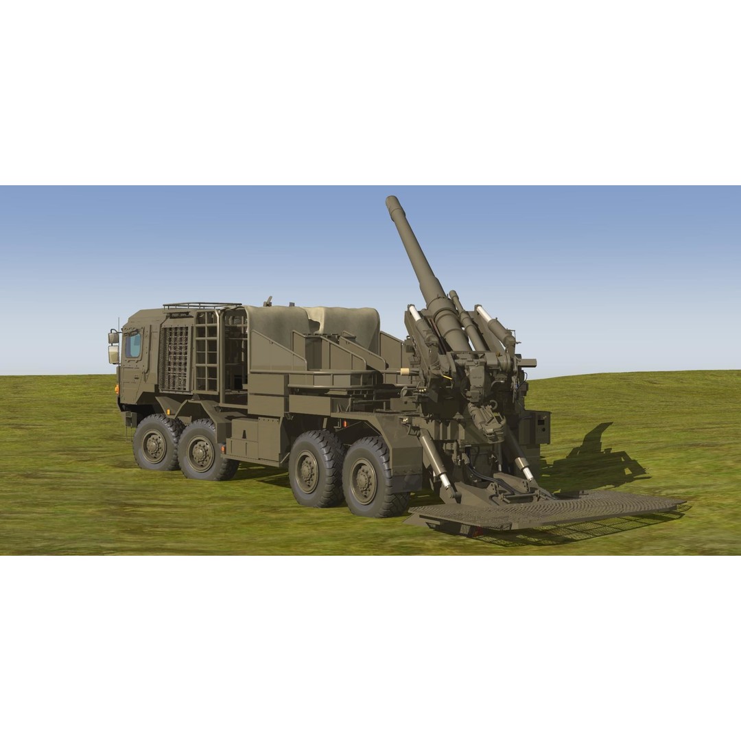 JGSDF Type 19 155mm Wheeled Self-Propelled Howitzer 3D Model – Game-Ready PBR Asset, FBX, OBJ - View 4