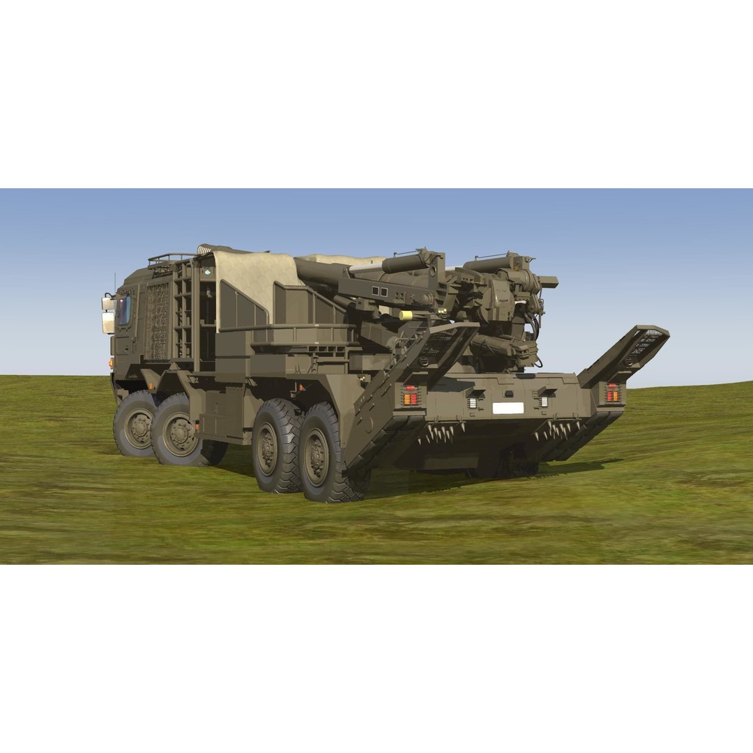 JGSDF Type 19 155mm Wheeled Self-Propelled Howitzer 3D Model – Game-Ready PBR Asset, FBX, OBJ - View 5