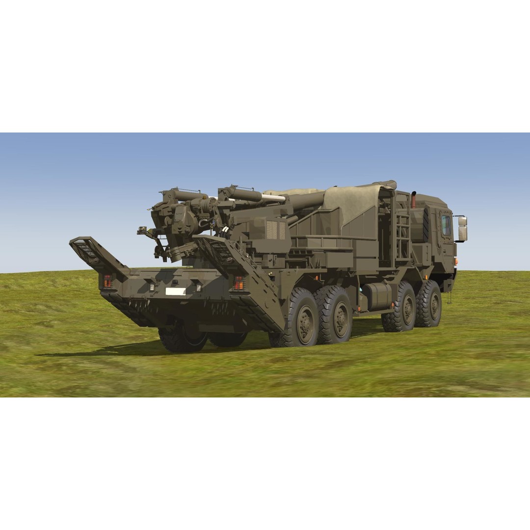 JGSDF Type 19 155mm Wheeled Self-Propelled Howitzer 3D Model – Game-Ready PBR Asset, FBX, OBJ - View 6
