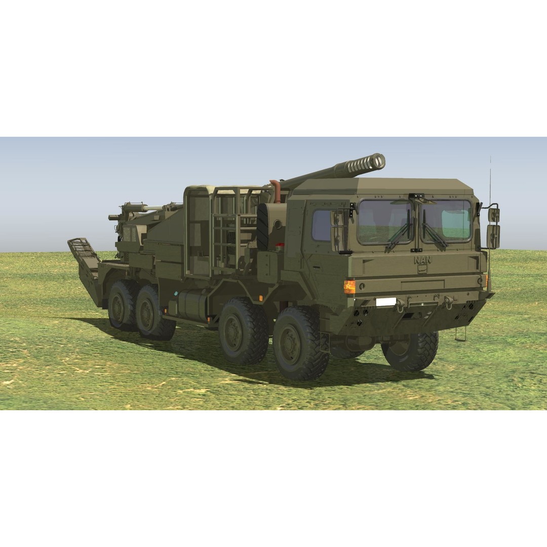 JGSDF Type 19 155mm Wheeled Self-Propelled Howitzer 3D Model – Game-Ready PBR Asset, FBX, OBJ - View 7