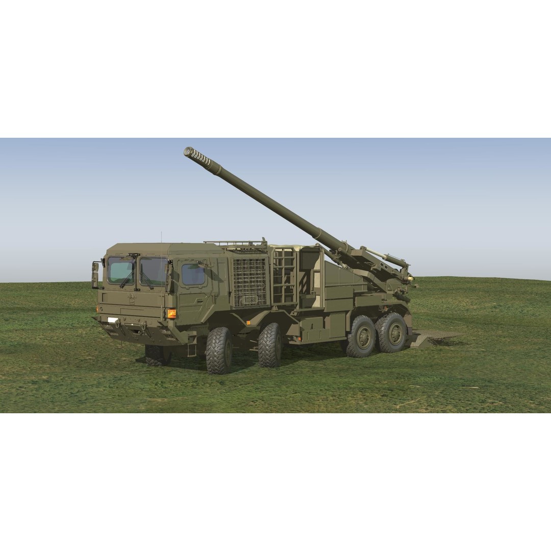 JGSDF Type 19 155mm Wheeled Self-Propelled Howitzer 3D Model – Game-Ready PBR Asset, FBX, OBJ - View 8