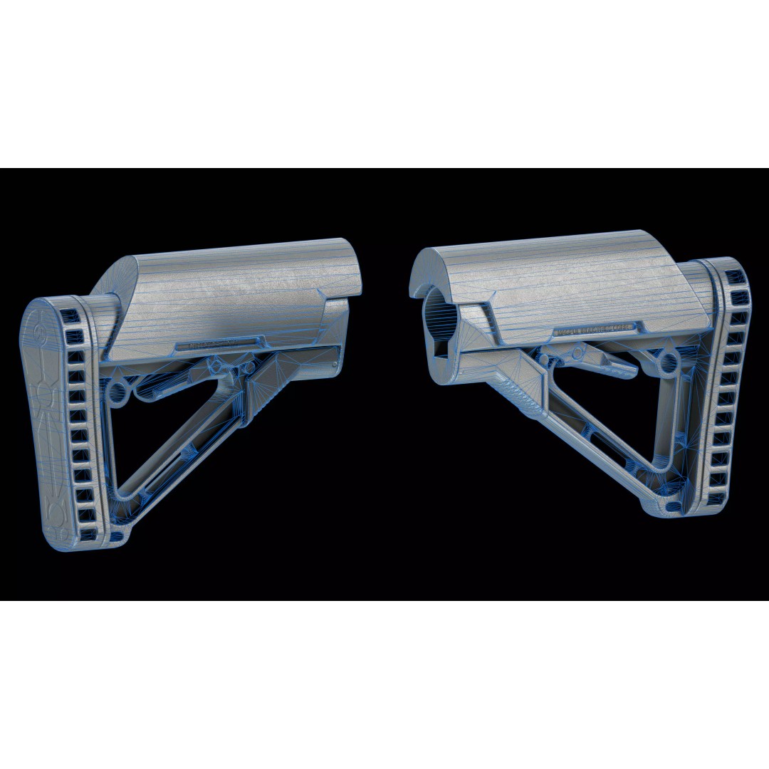 AR15 Stock 3D Model – Low Poly Game-Ready Asset, FBX & OBJ