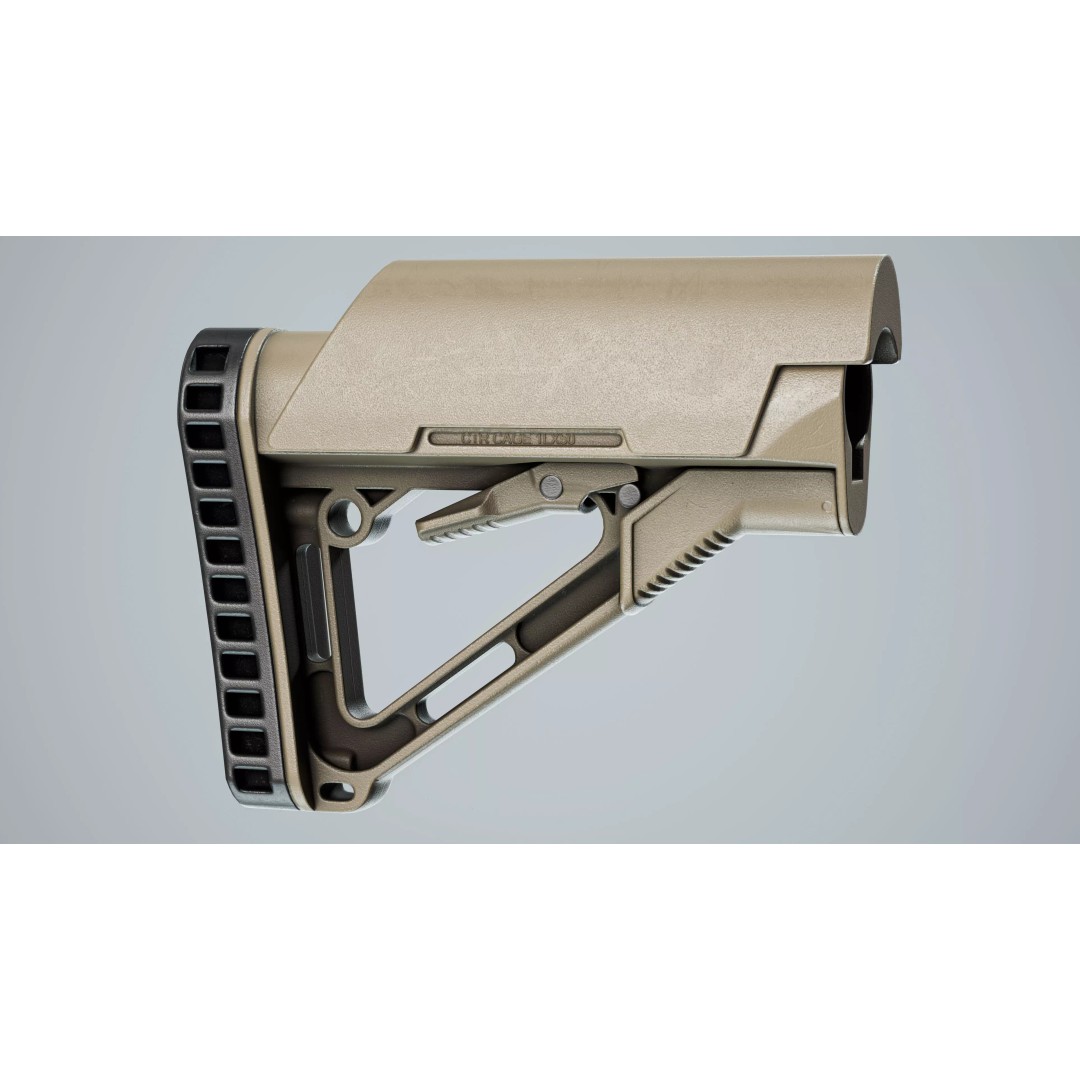 AR15 Stock 3D Model – Low Poly Game-Ready Asset, FBX & OBJ - View 11