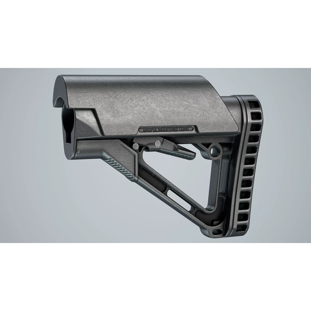 AR15 Stock 3D Model – Low Poly Game-Ready Asset, FBX & OBJ - View 12