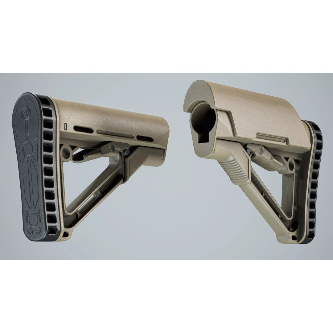 AR15 Stock 3D Model – Low Poly Game-Ready Asset, FBX & OBJ - View 17
