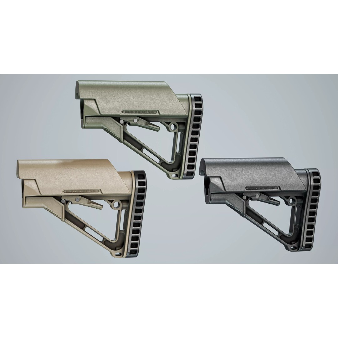 AR15 Stock 3D Model – Low Poly Game-Ready Asset, FBX & OBJ - View 5