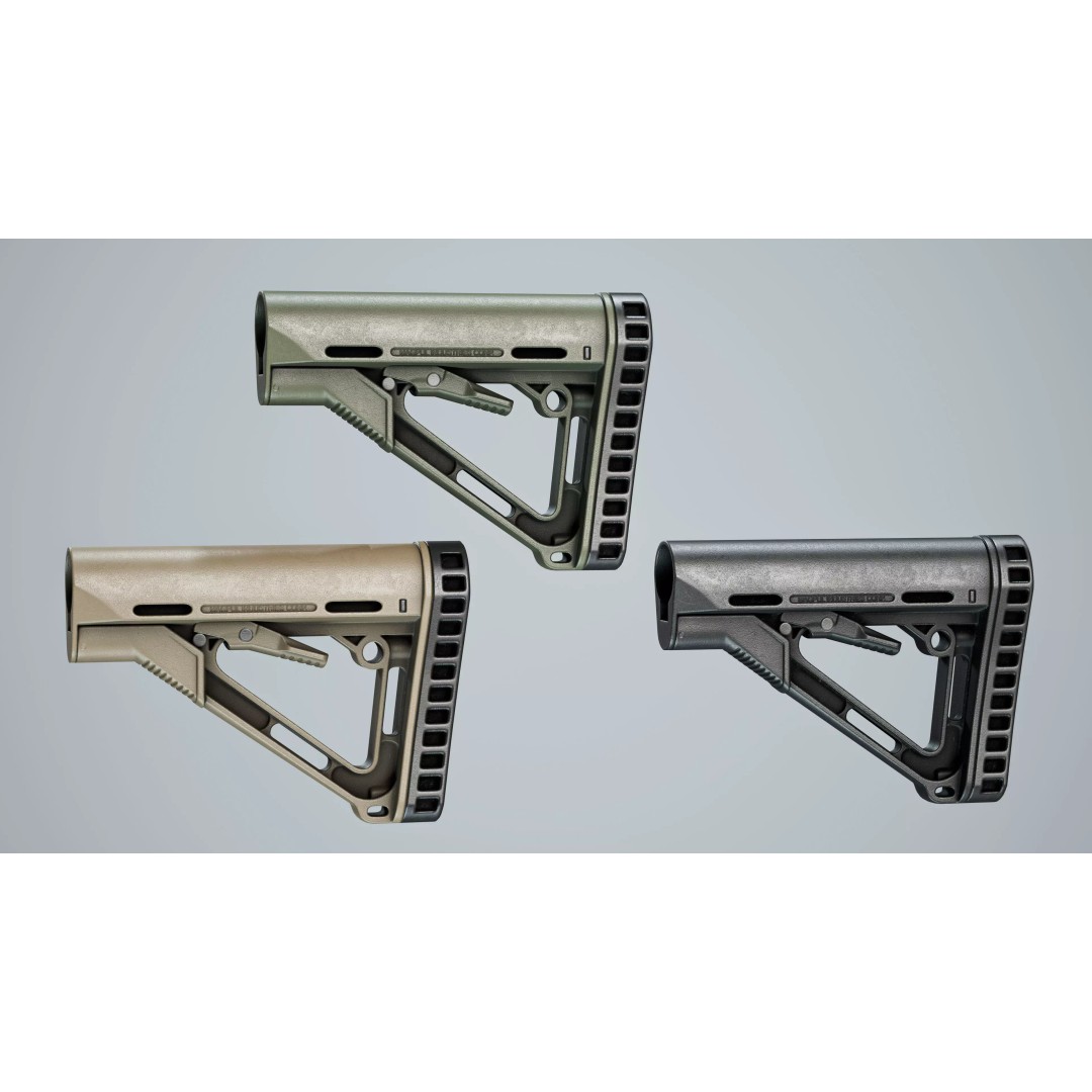 AR15 Stock 3D Model – Low Poly Game-Ready Asset, FBX & OBJ - View 6