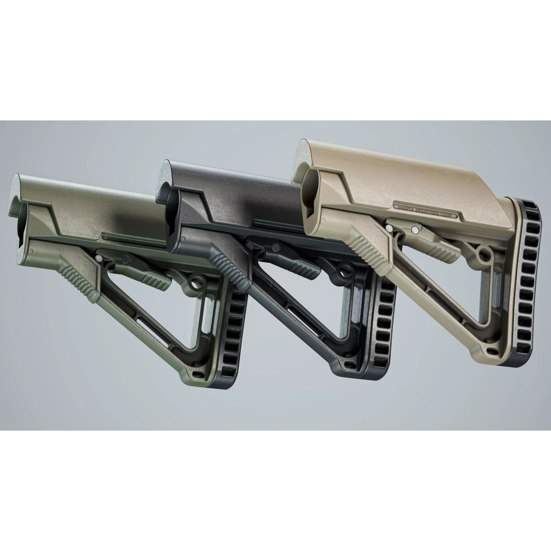 AR15 Stock 3D Model – Low Poly Game-Ready Asset, FBX & OBJ - View 8