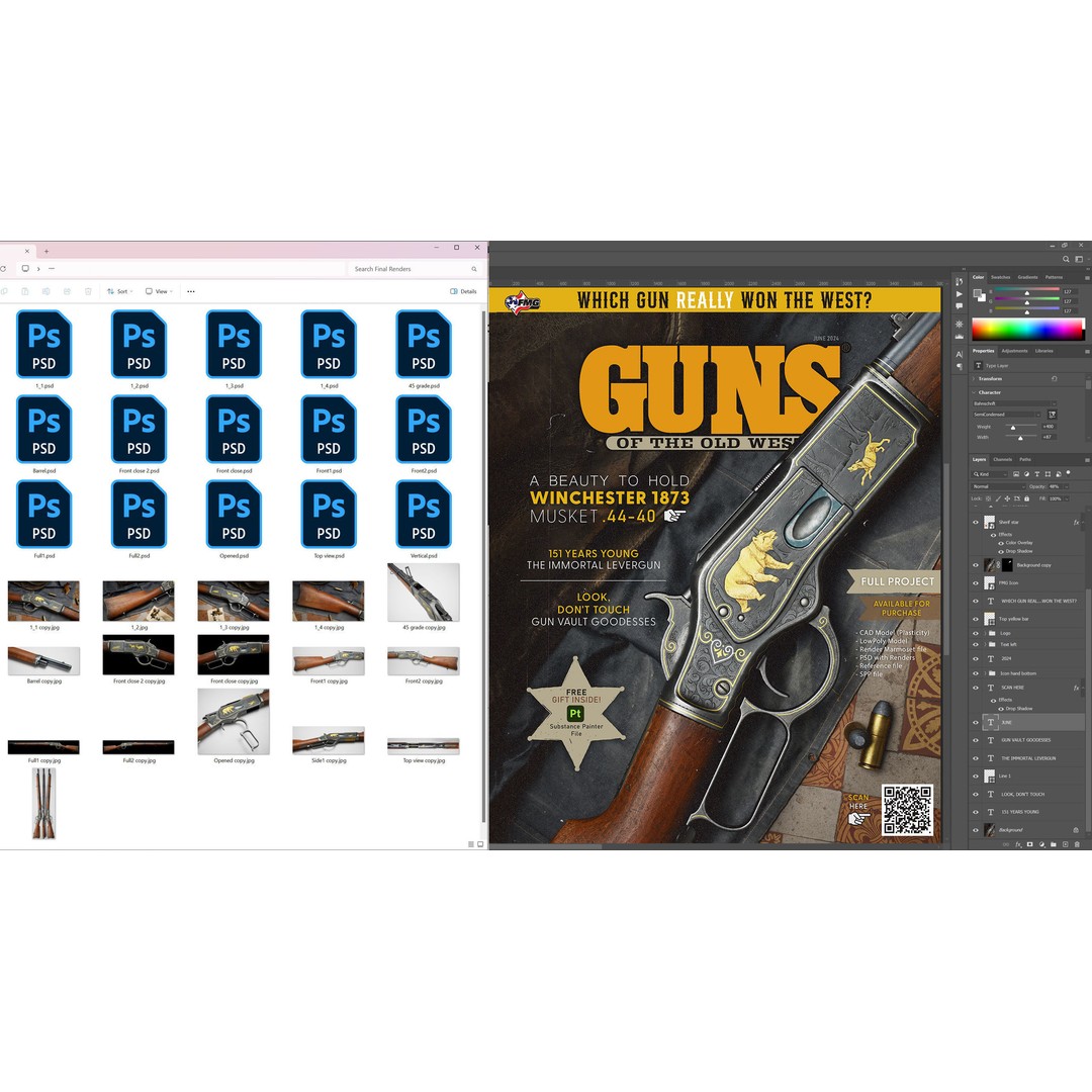 Winchester 1873 Musket 3D Model – Low Poly Game-Ready Asset, FBX