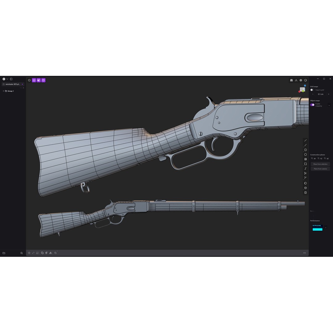Winchester 1873 Musket 3D Model – Low Poly Game-Ready Asset, FBX - View 12
