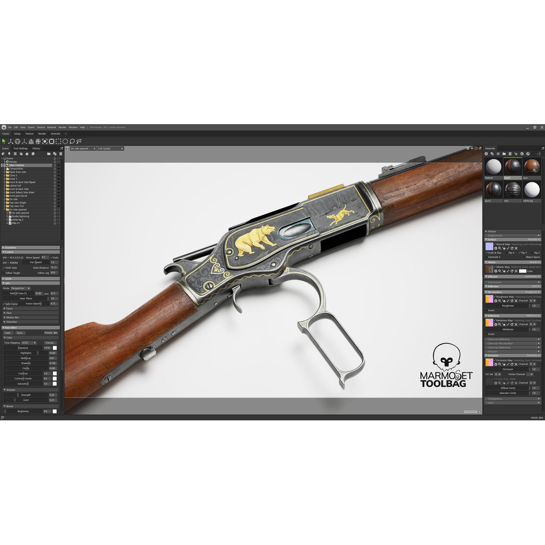 Winchester 1873 Musket 3D Model – Low Poly Game-Ready Asset, FBX - View 14