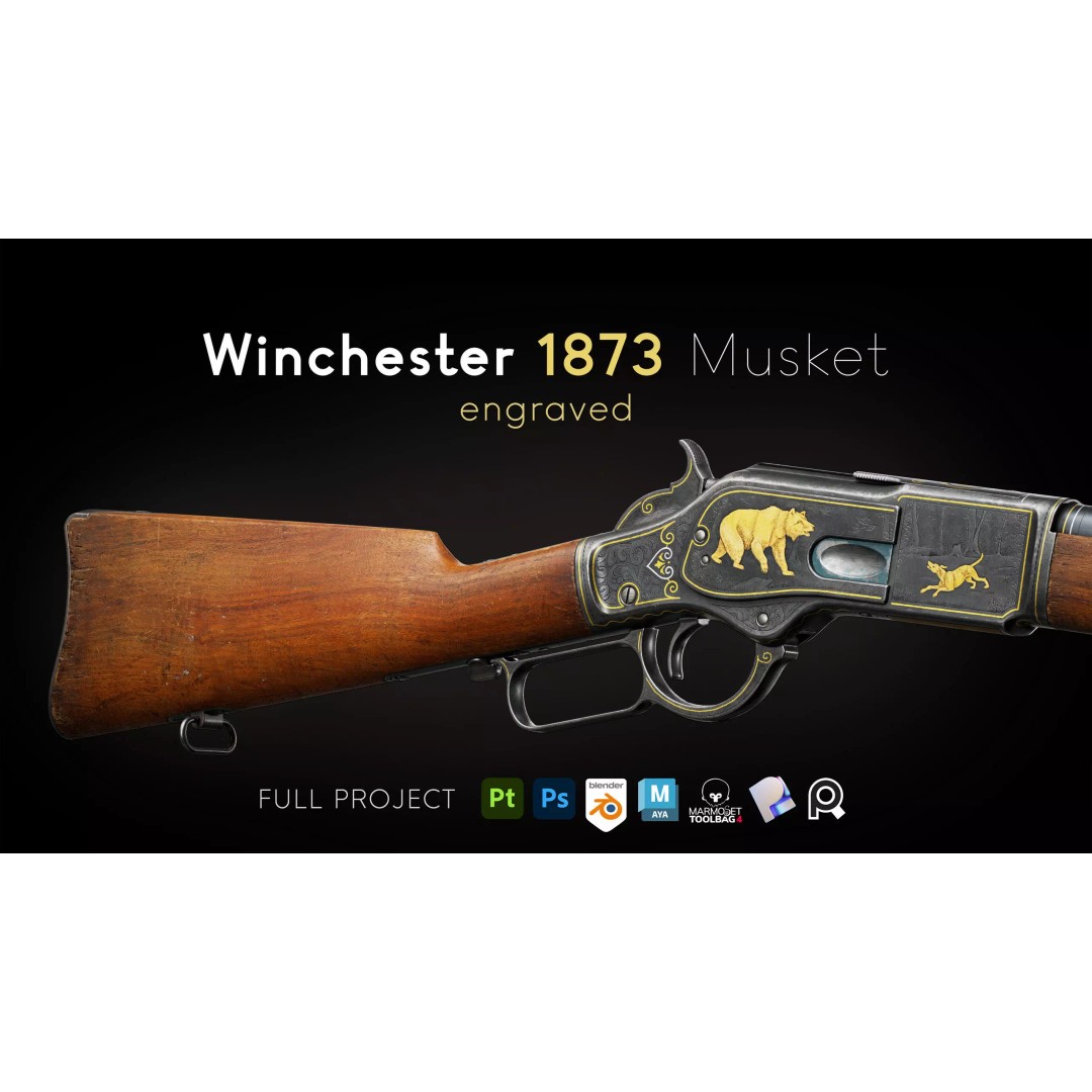 Winchester 1873 Musket 3D Model – Low Poly Game-Ready Asset, FBX - View 2