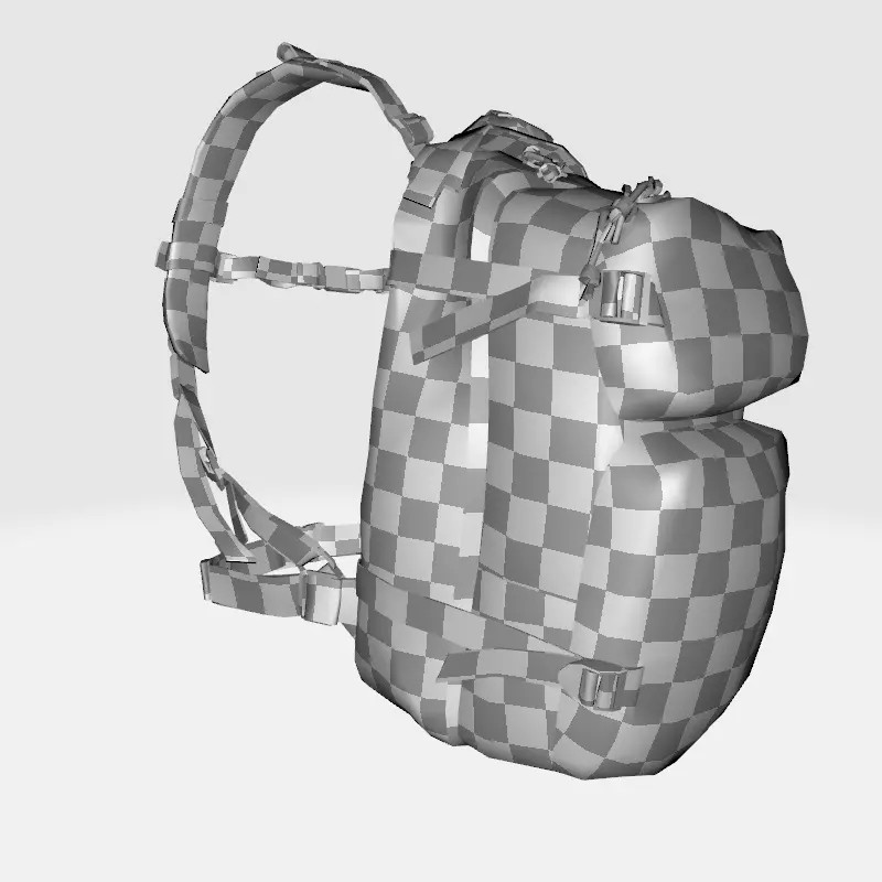 Military Tactical Assault Pack 3D Model – Low Poly Olive Drab Backpack, FBX