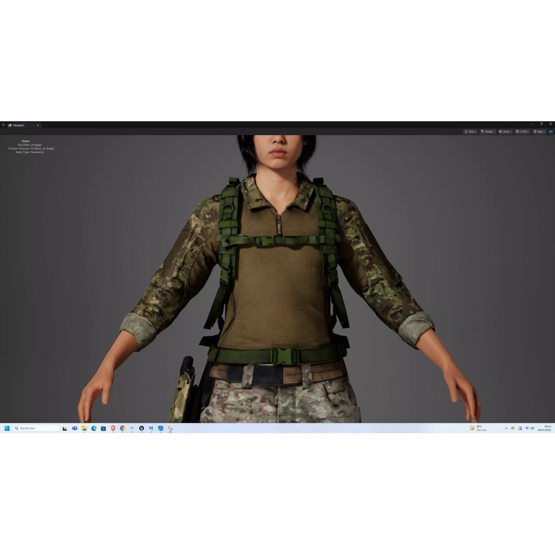 Military Tactical Assault Pack 3D Model – Low Poly Olive Drab Backpack, FBX - View 15