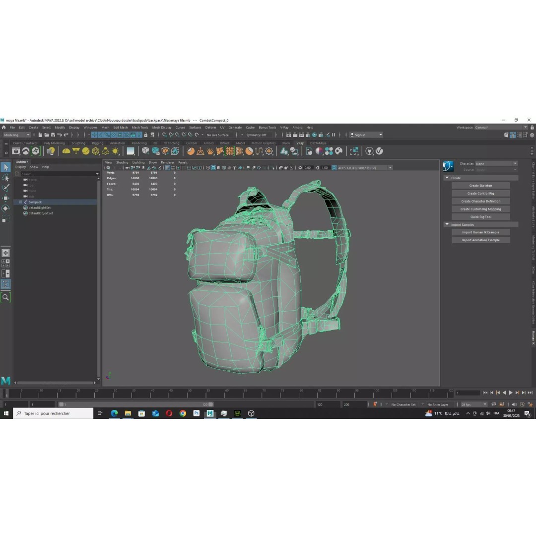 Military Tactical Assault Pack 3D Model – Low Poly Olive Drab Backpack, FBX - View 18
