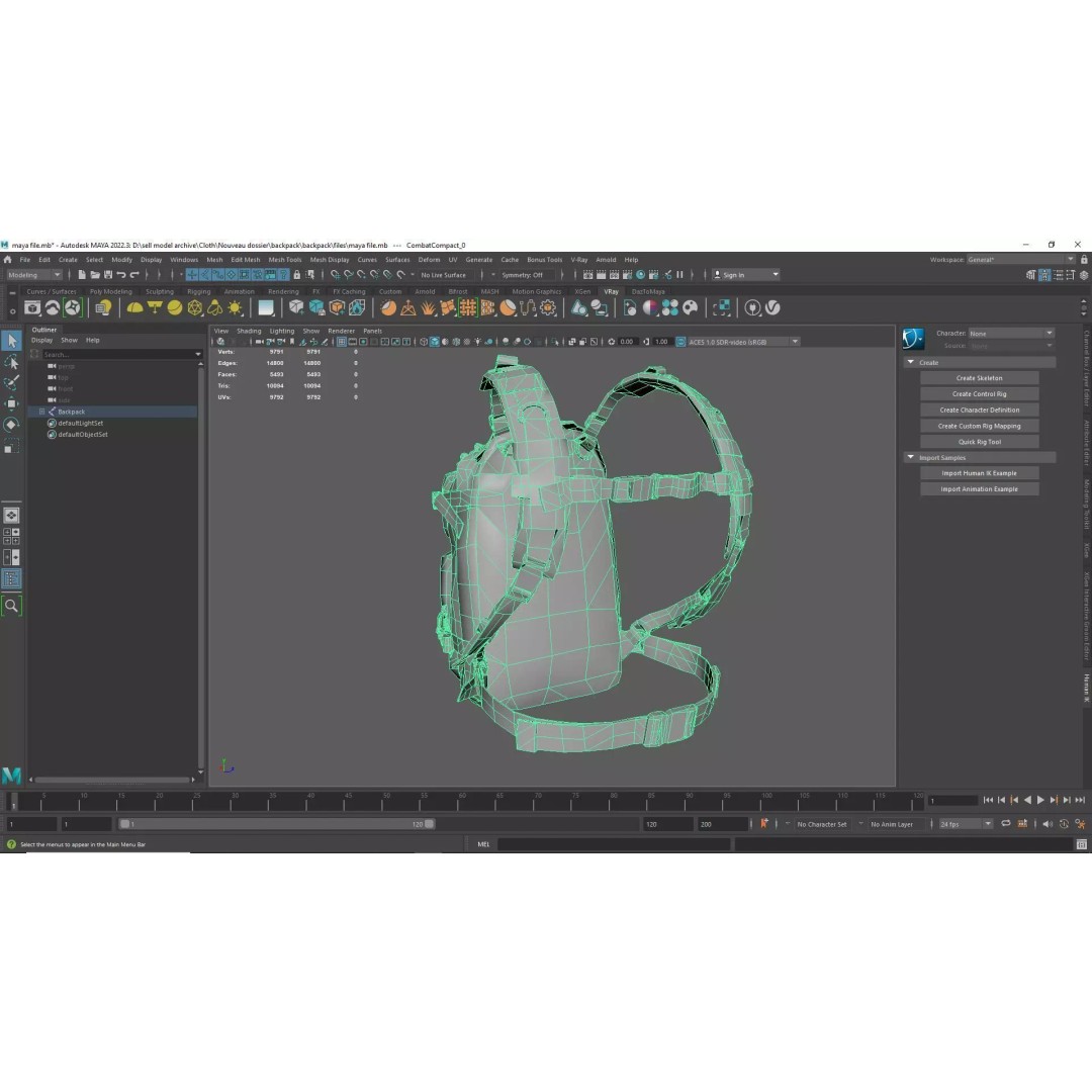 Military Tactical Assault Pack 3D Model – Low Poly Olive Drab Backpack, FBX - View 19