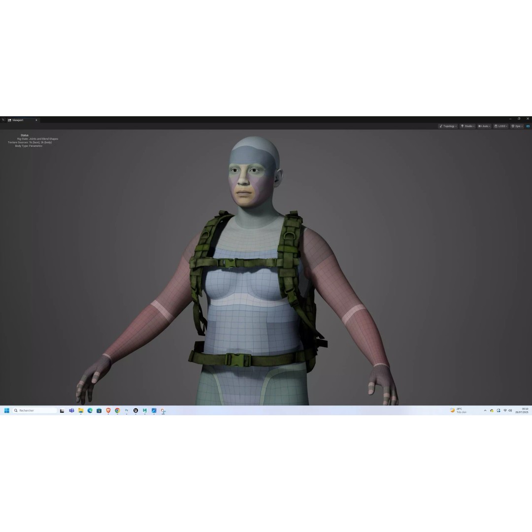 Military Tactical Assault Pack 3D Model – Low Poly Olive Drab Backpack, FBX - View 9