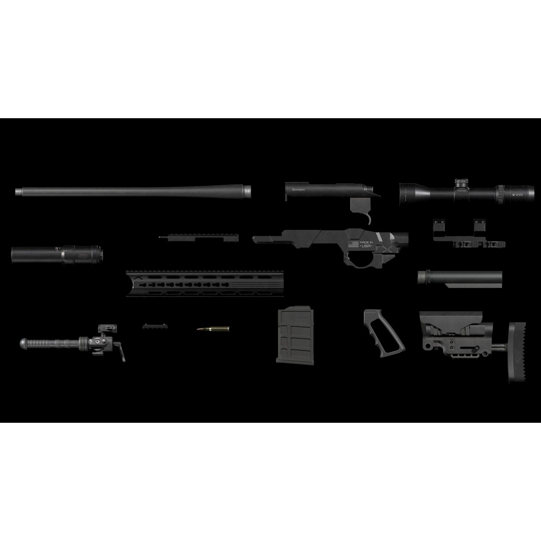 Remington M700 Tactical Sniper Rifle 3D Model – Low-Poly Game Asset, FBX - View 29